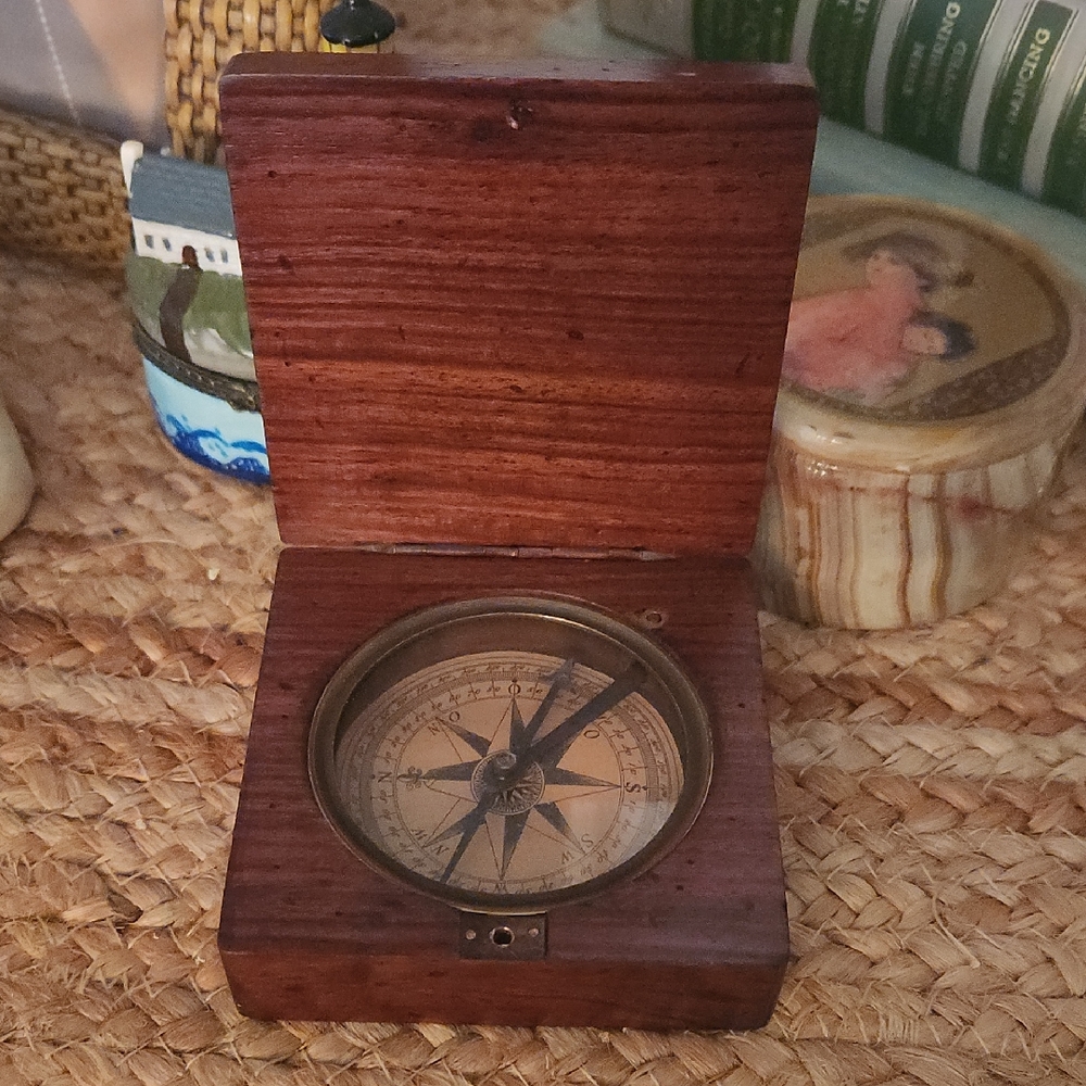 Vintage Lewis & Clark Wooden Compass, Original  Box